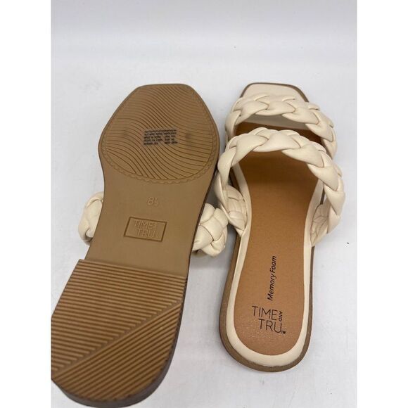 Time Tru Memory Foam Cream Braided Strap Sandal Size 8.5 - Picture 7 of 7